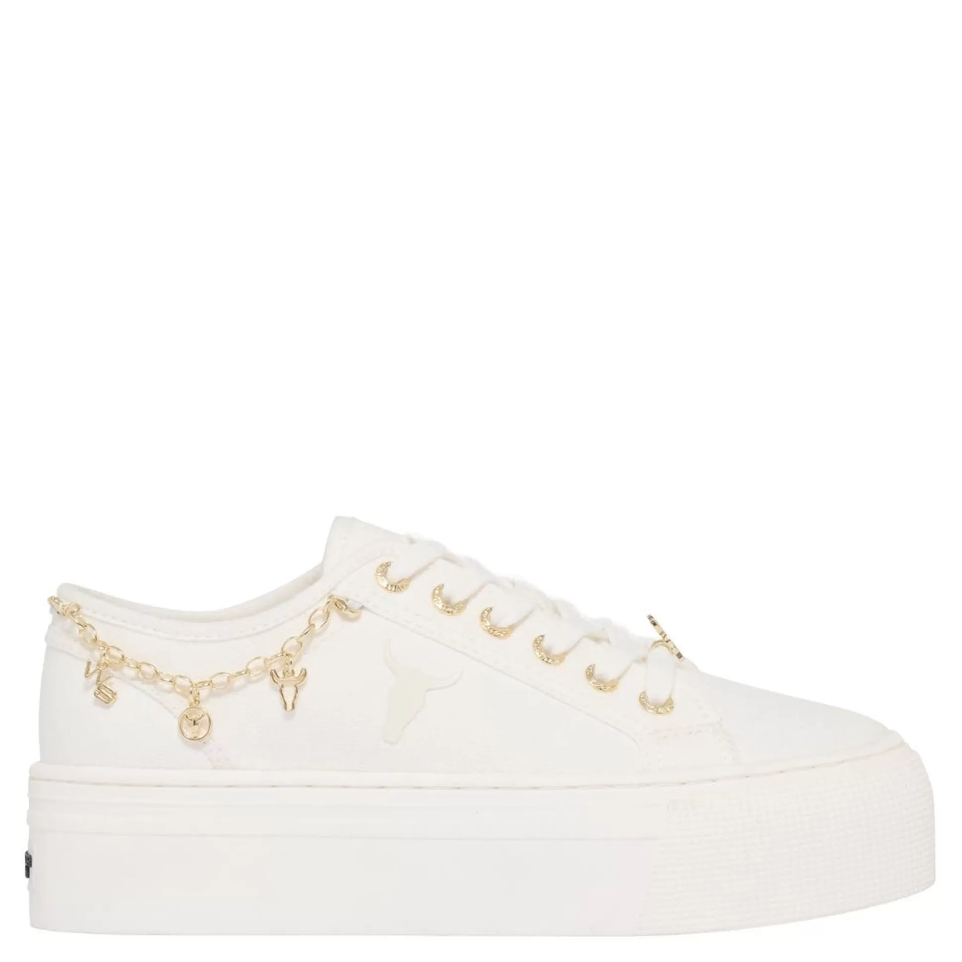 Woman Windsor Smith Sneakers*Relate White Canvas Gold Sneaker